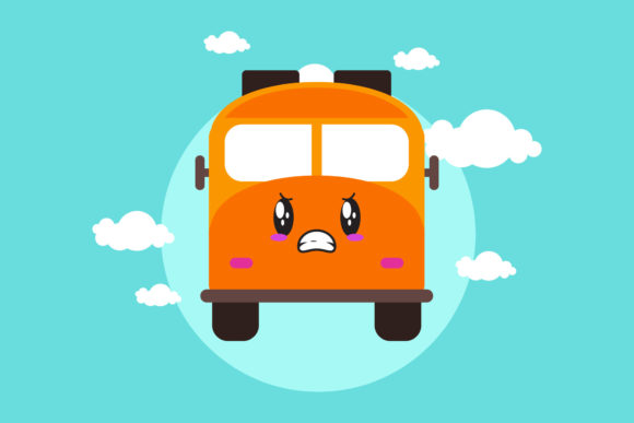 School Bus Back to School Circle Cloud Design Assets